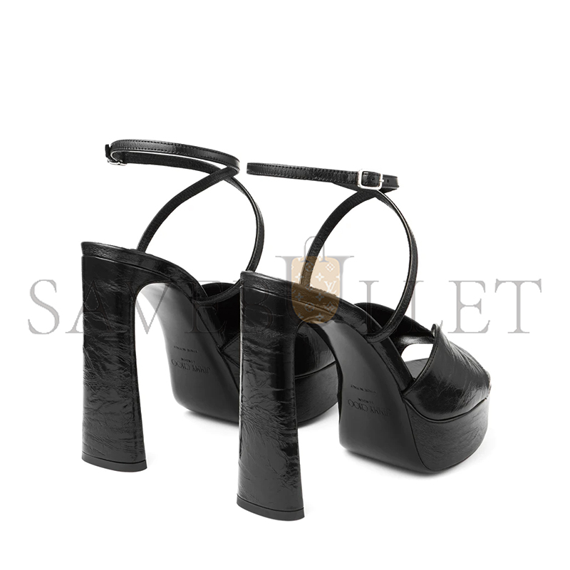 Ji*y Ch* karli platform 125 black metallic leather platform sandals karlipf125byk